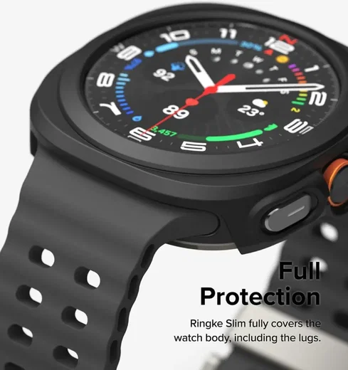 Ringke Slim Hoesje + Tempered Glass - Samsung Galaxy Watch Ultra - Matte Zwart afbeelding 7