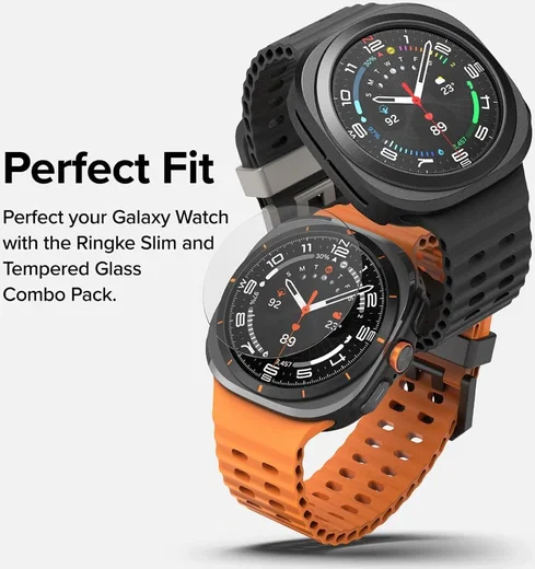 Ringke Slim Hoesje + Tempered Glass - Samsung Galaxy Watch Ultra - Zwart afbeelding 4