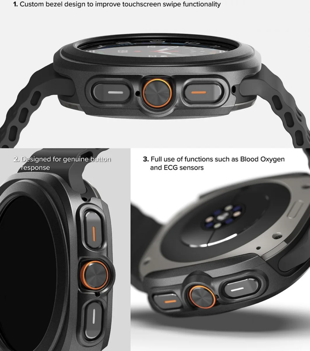 Ringke Slim Hoesje + Tempered Glass - Samsung Galaxy Watch Ultra - Zwart afbeelding 9