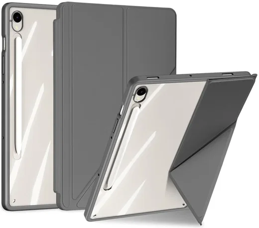 Dux Ducis Magi Samsung Tab S10 Lite / S10 FE S9 (FE) Hoes V-Fold Book Case Grijs afbeelding 1