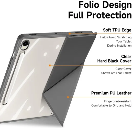 Dux Ducis Magi Samsung Tab S10 Lite / S10 FE S9 (FE) Hoes V-Fold Book Case Grijs afbeelding 9