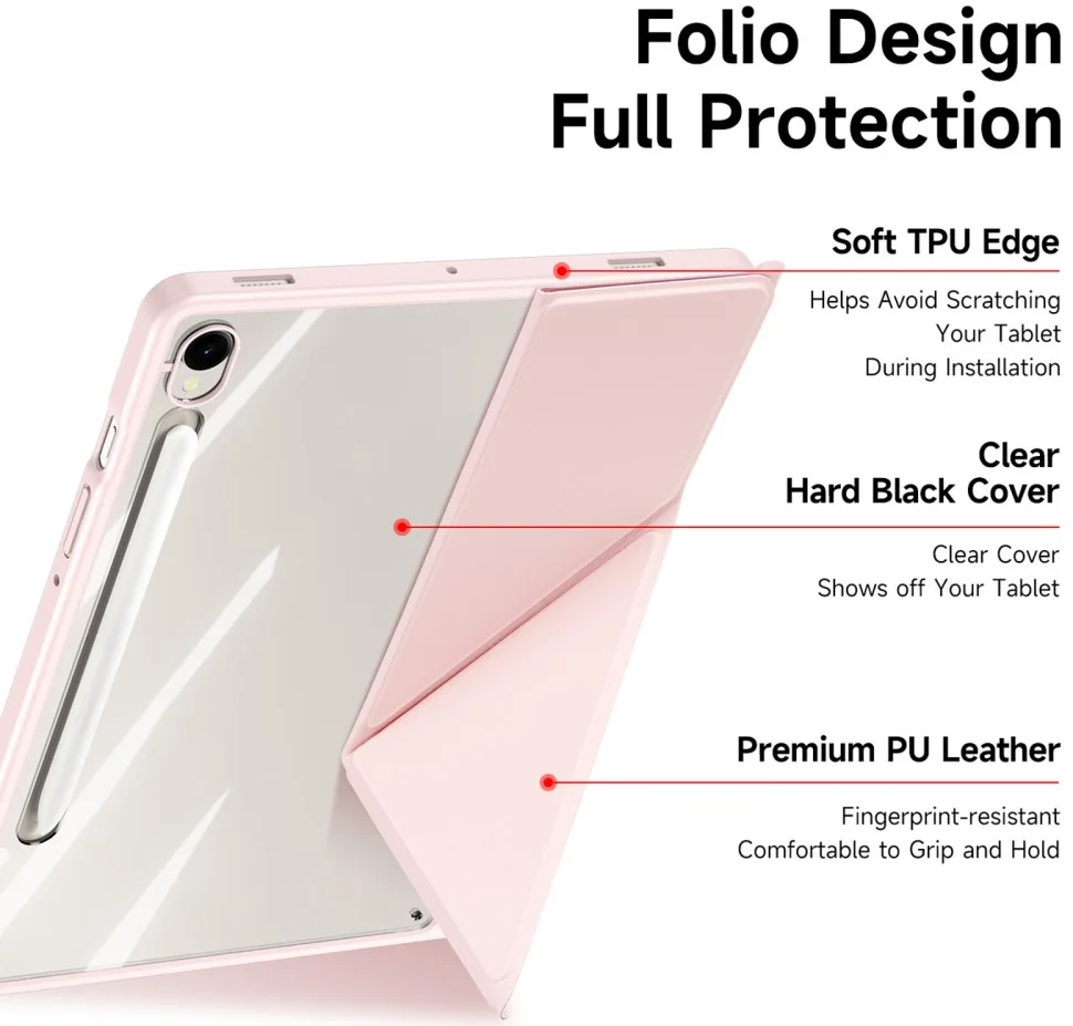 Dux Ducis Magi Samsung Tab S10 Lite / S10 FE S9 (FE) Hoes V-Fold Book Case Roze afbeelding 9