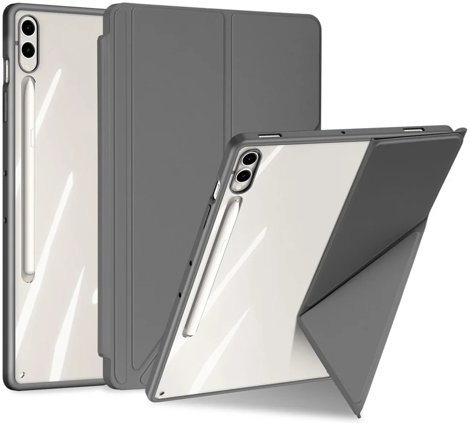 Dux Ducis Magi Samsung Tab S9 Plus / S9 FE Plus Hoes V-Fold Book Case Grijs afbeelding 1