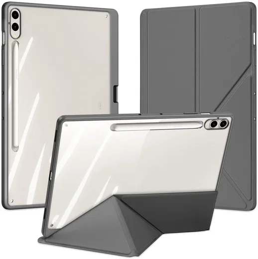 Dux Ducis Magi Samsung Tab S9 Plus / S9 FE Plus Hoes V-Fold Book Case Grijs afbeelding 2