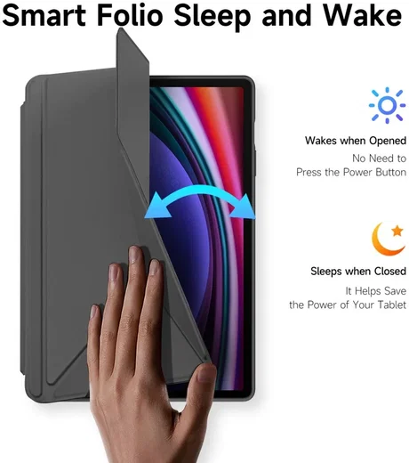 Dux Ducis Magi Samsung Tab S9 Plus / S9 FE Plus Hoes V-Fold Book Case Grijs afbeelding 3