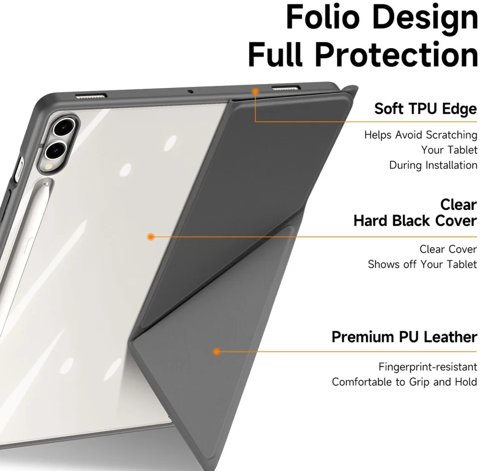 Dux Ducis Magi Samsung Tab S9 Plus / S9 FE Plus Hoes V-Fold Book Case Grijs afbeelding 9