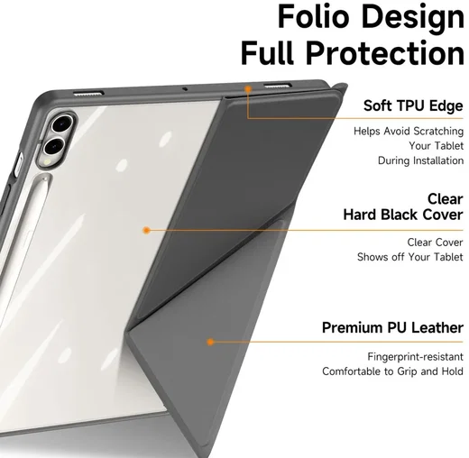 Dux Ducis Magi Samsung Tab S9 Plus / S9 FE Plus Hoes V-Fold Book Case Grijs afbeelding 9