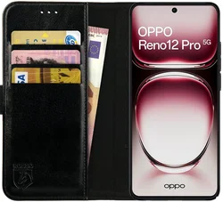 Rosso Element Oppo Reno 12 Pro Hoesje Book Case Wallet Zwart afbeelding