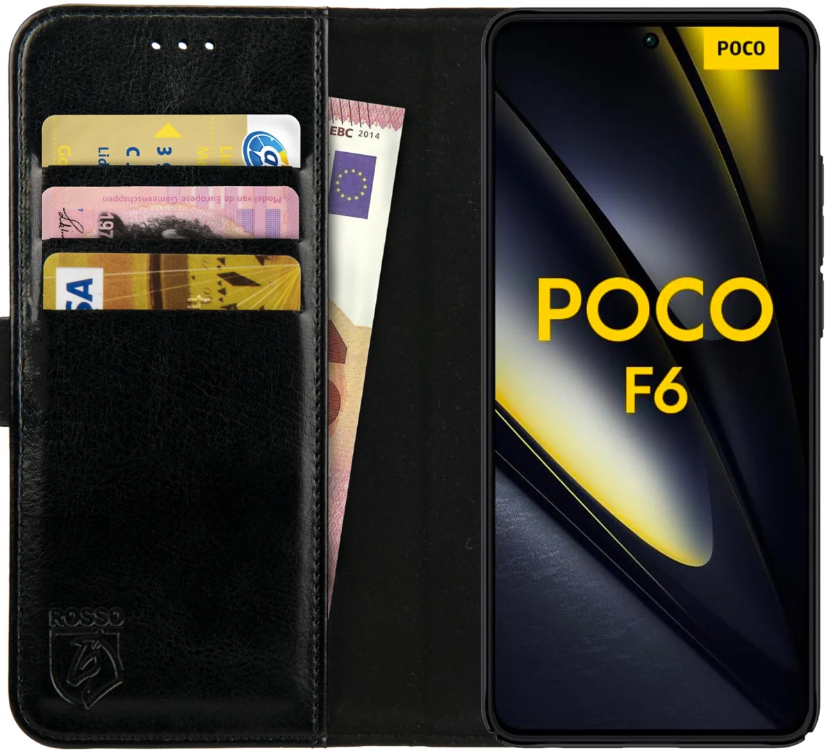Rosso Element Xiaomi Poco F6 Hoesje Book Case Wallet Zwart afbeelding 1