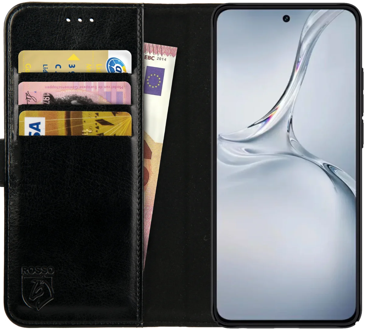 Rosso Element OnePlus Nord CE 4 Lite Hoesje Book Case Wallet Zwart afbeelding 1