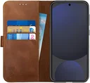 Rosso Deluxe Samsung Galaxy S24 FE Hoesje Echt Leer Book Case Bruin