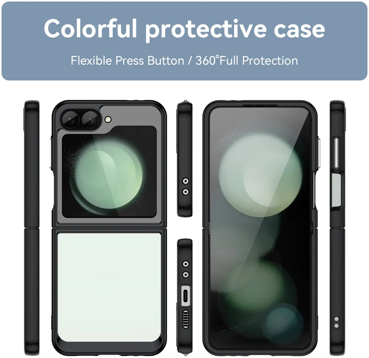 Samsung Galaxy Z Flip 7 FE / 6 Hoesje Shock Proof Back Cover Transparant Zwart afbeelding 2
