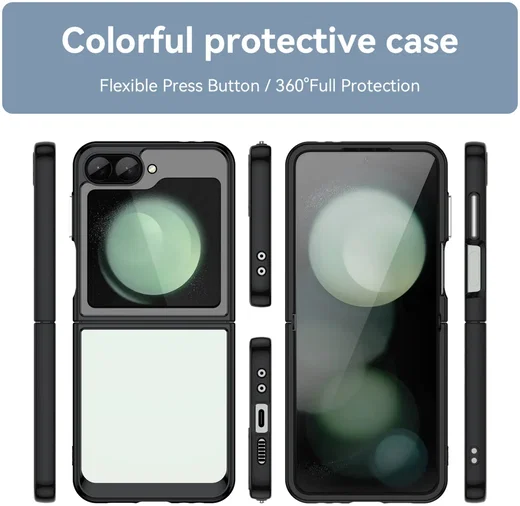 Samsung Galaxy Z Flip 7 FE / 6 Hoesje Shock Proof Back Cover Transparant Zwart afbeelding 2