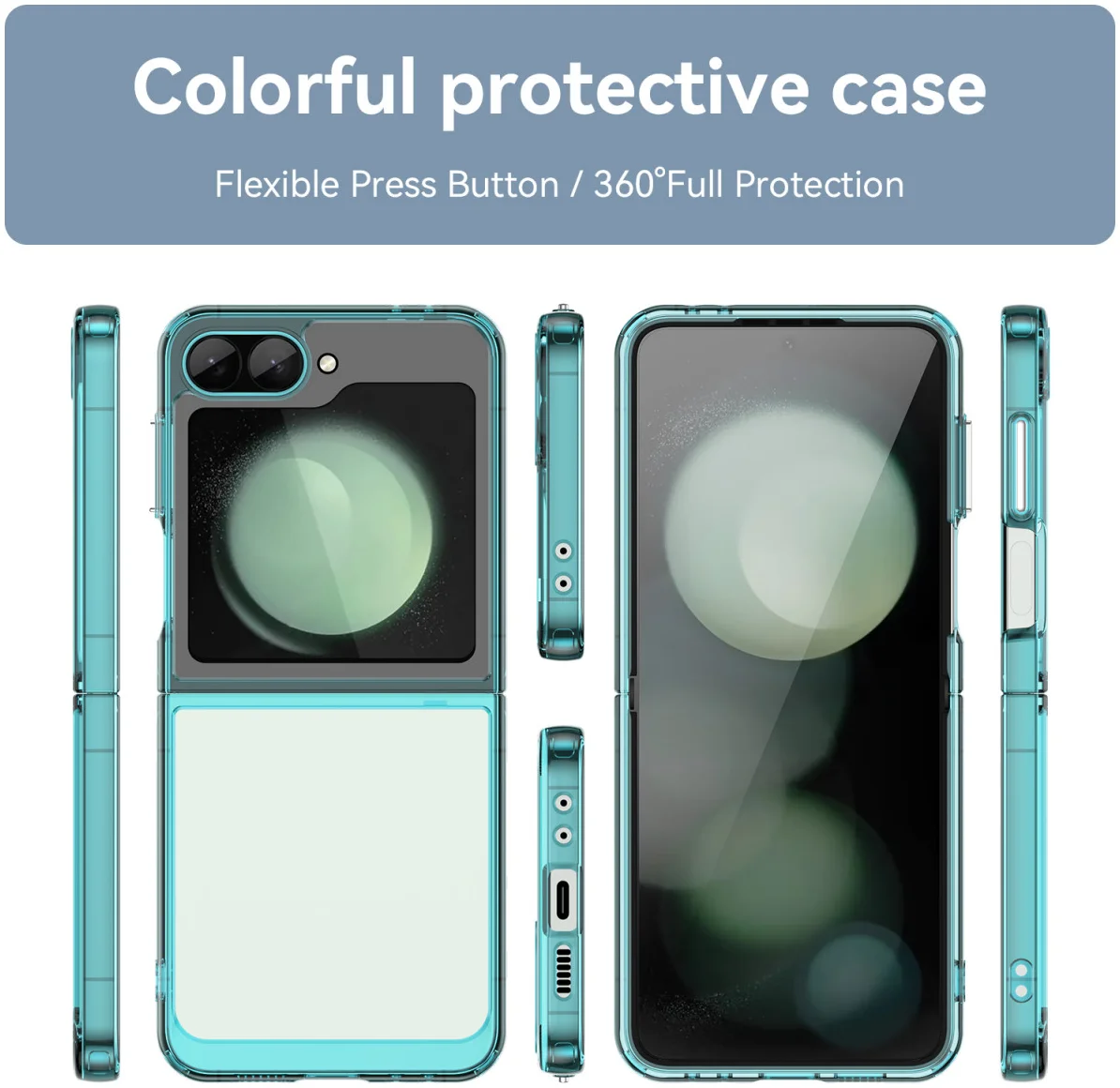 Samsung Galaxy Z Flip 7 FE / 6 Hoesje Shock Proof Back Cover Transparant Groen afbeelding 3