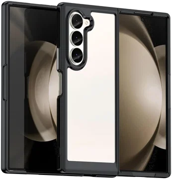Samsung Galaxy Z Fold 6 Hoesje Shock Proof Back Cover Transparant/Zwart