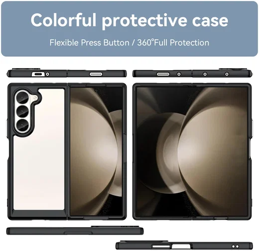 Samsung Galaxy Z Fold 6 Hoesje Shock Proof Back Cover Transparant/Zwart afbeelding 3