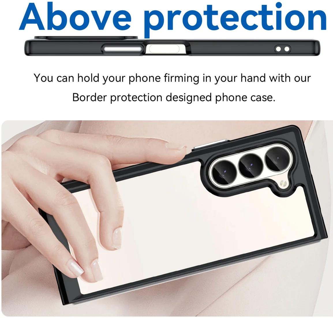 Samsung Galaxy Z Fold 6 Hoesje Shock Proof Back Cover Transparant/Zwart afbeelding 5