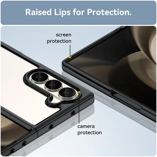 Samsung Galaxy Z Fold 6 Hoesje Shock Proof Back Cover Transparant/Zwart afbeelding 7
