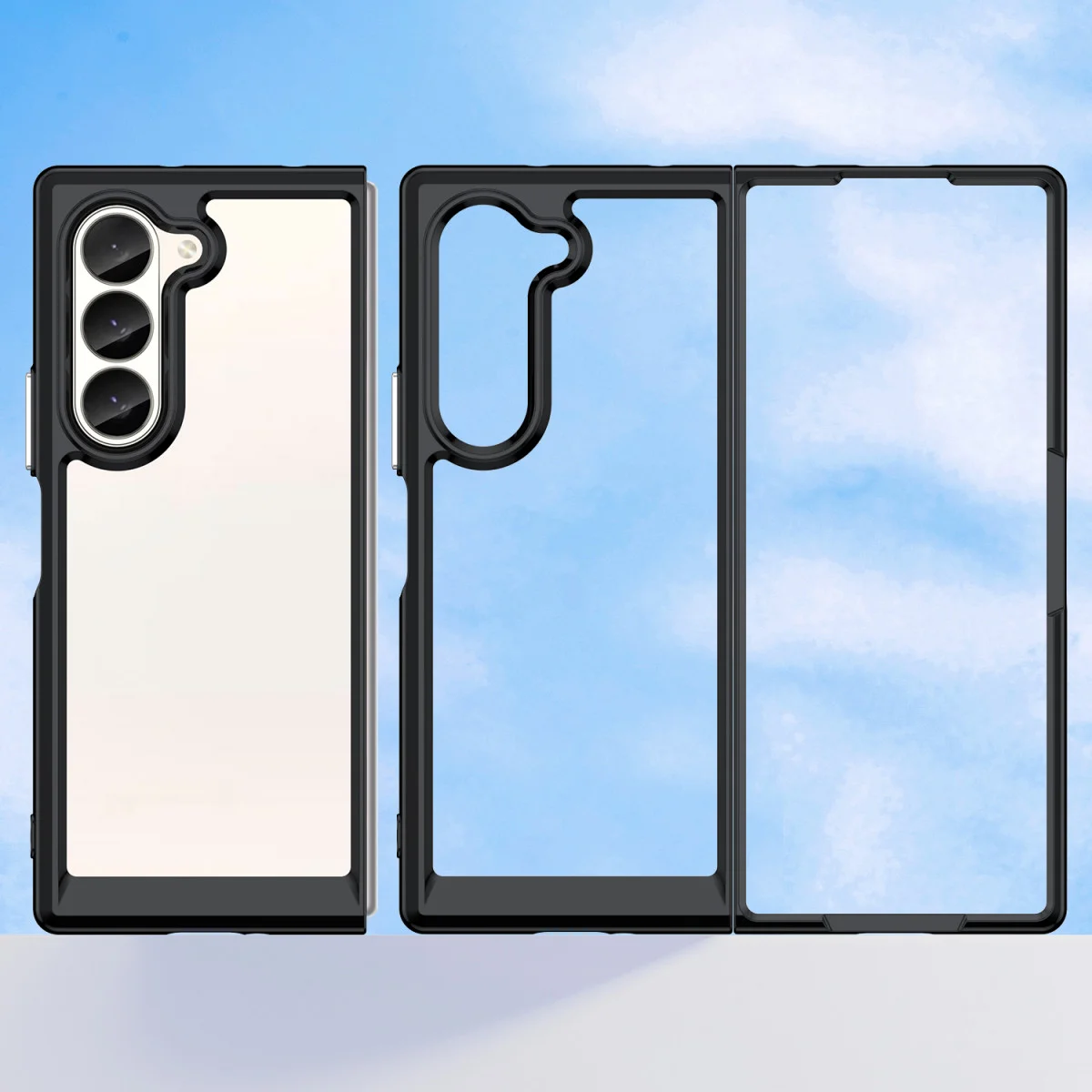 Samsung Galaxy Z Fold 6 Hoesje Shock Proof Back Cover Transparant/Zwart afbeelding 9
