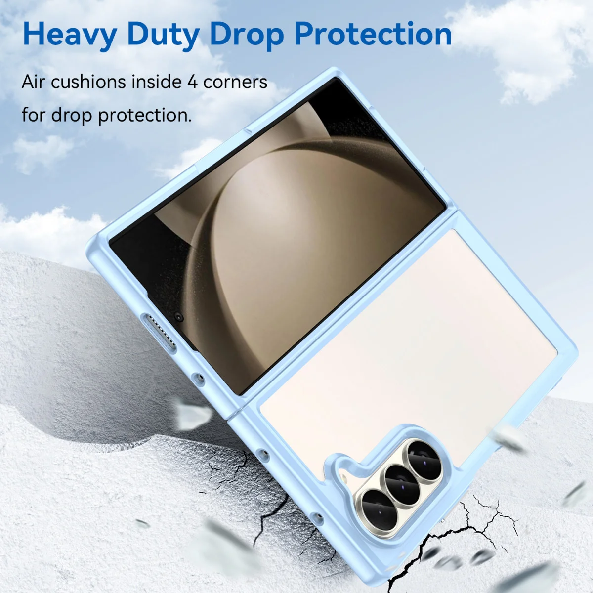 Samsung Galaxy Z Fold 6 Hoesje Shock Proof Back Cover Transparant/Blauw afbeelding 4
