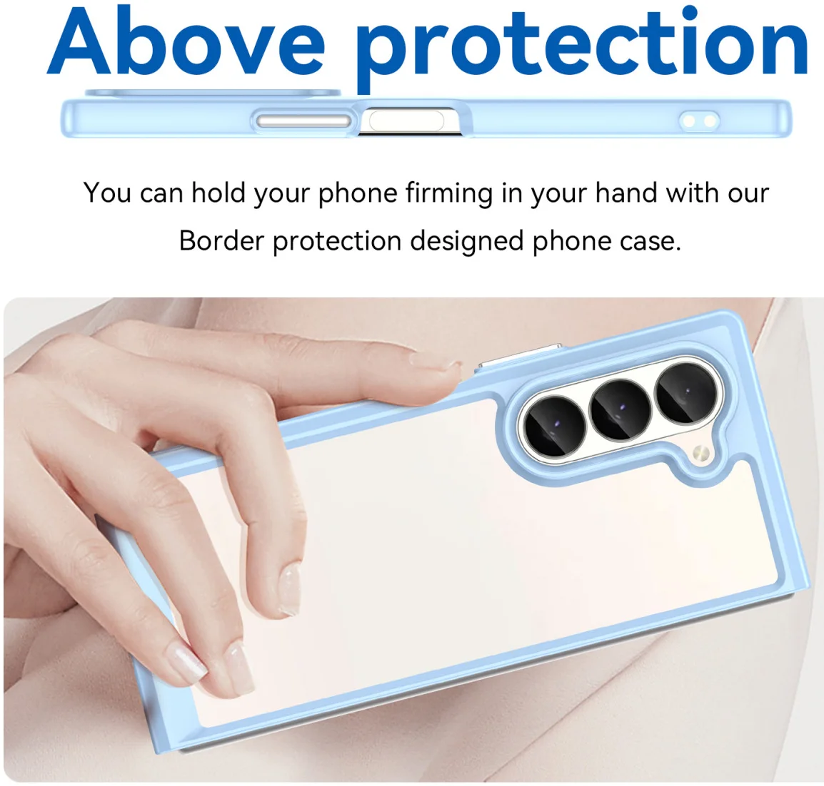 Samsung Galaxy Z Fold 6 Hoesje Shock Proof Back Cover Transparant/Blauw afbeelding 5