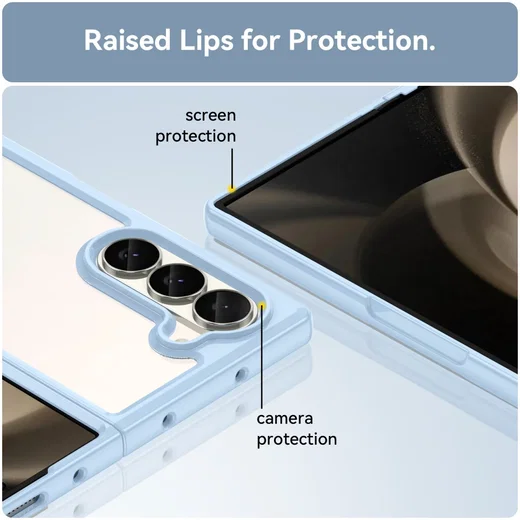 Samsung Galaxy Z Fold 6 Hoesje Shock Proof Back Cover Transparant/Blauw afbeelding 7