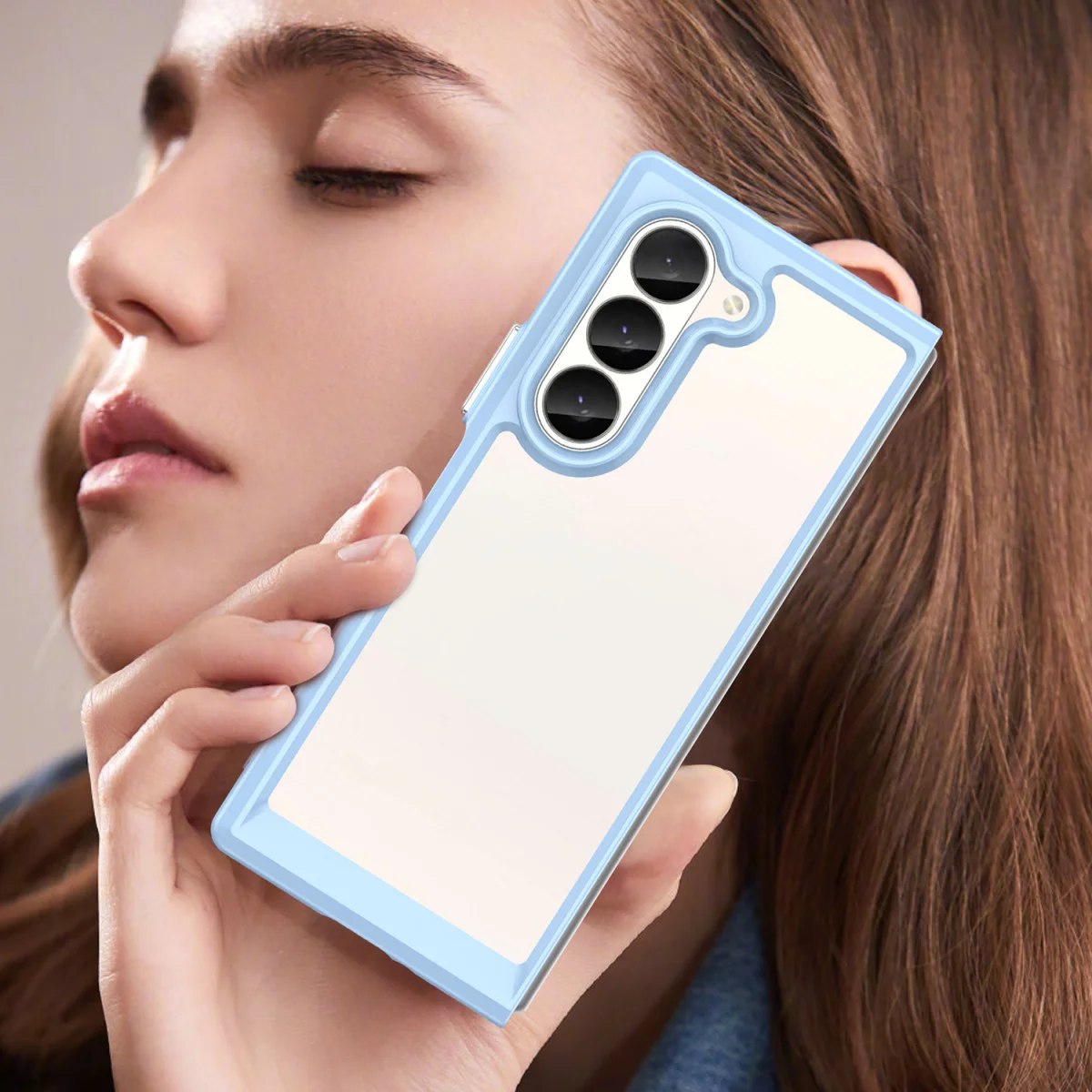 Samsung Galaxy Z Fold 6 Hoesje Shock Proof Back Cover Transparant/Blauw afbeelding 8