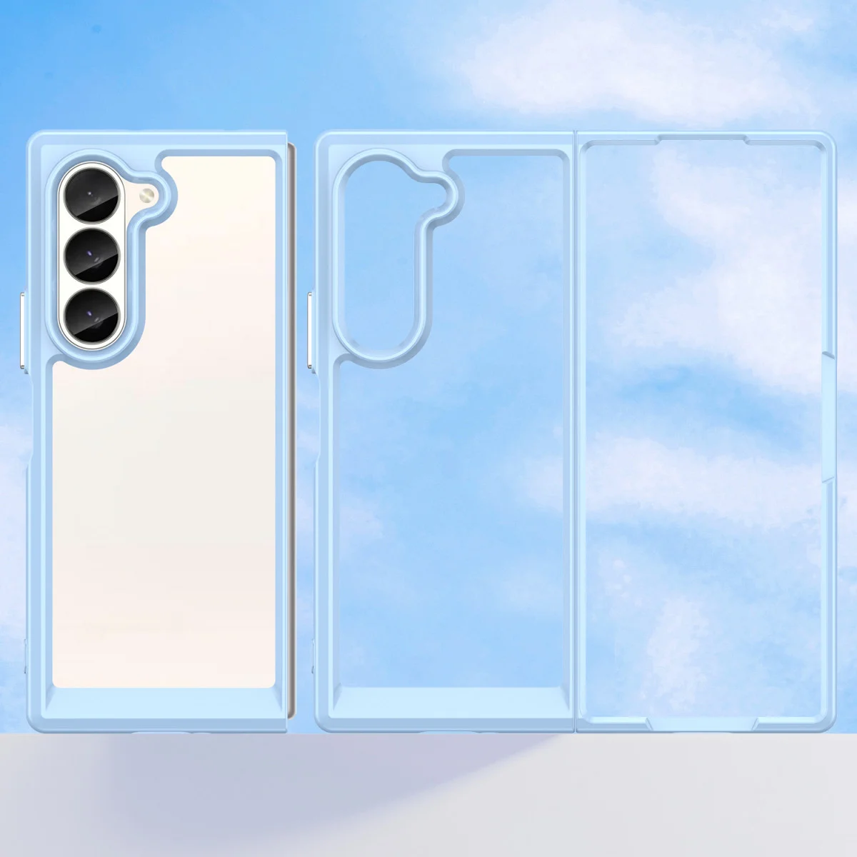 Samsung Galaxy Z Fold 6 Hoesje Shock Proof Back Cover Transparant/Blauw afbeelding 9