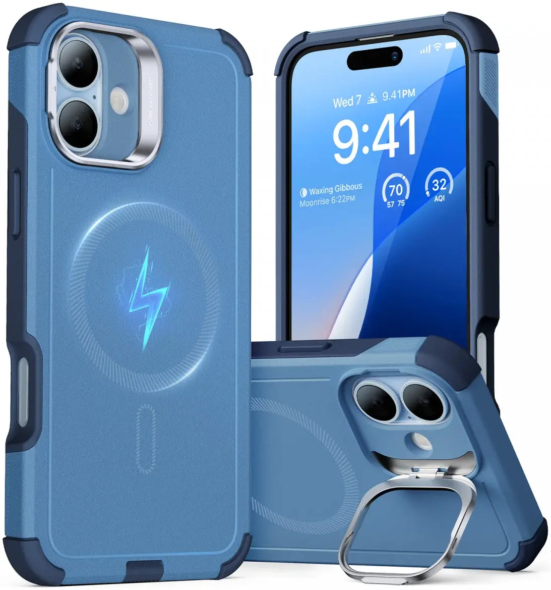 ESR Cyber Armor Apple iPhone 16 Hoesje MagSafe met Stand Blauw afbeelding 1