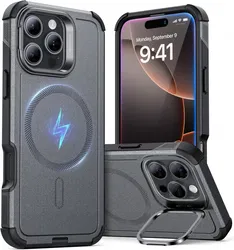 ESR Cyber Armor Apple iPhone 16 Pro Max Hoesje MagSafe met Stand Grijs afbeelding