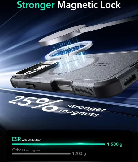 ESR Cyber Armor Apple iPhone 16 Pro Max Hoesje MagSafe met Stand Grijs afbeelding 7