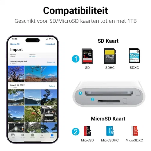 Lightning Adapter met SD-Kaartlezer voor iPhone en iPad afbeelding 2