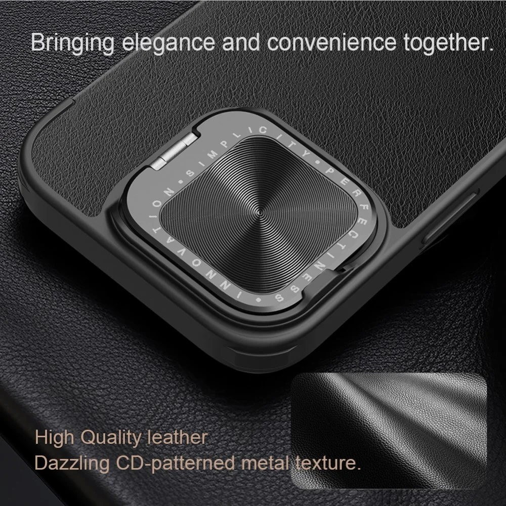 Nillkin Qin Prop Leather iPhone 16 Hoesje met Camera Cover Book Case Zwart afbeelding 4
