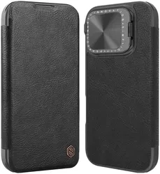 Nillkin Qin Prop Leather iPhone 16 Pro Max Hoesje Camera Cover Book Case Zwart afbeelding