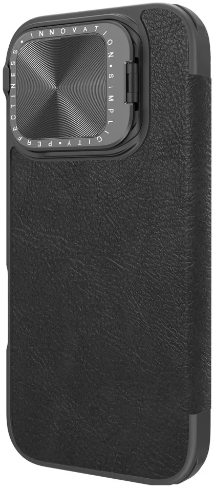 Nillkin Qin Prop Leather iPhone 16 Pro Max Hoesje Camera Cover Book Case Zwart afbeelding 10