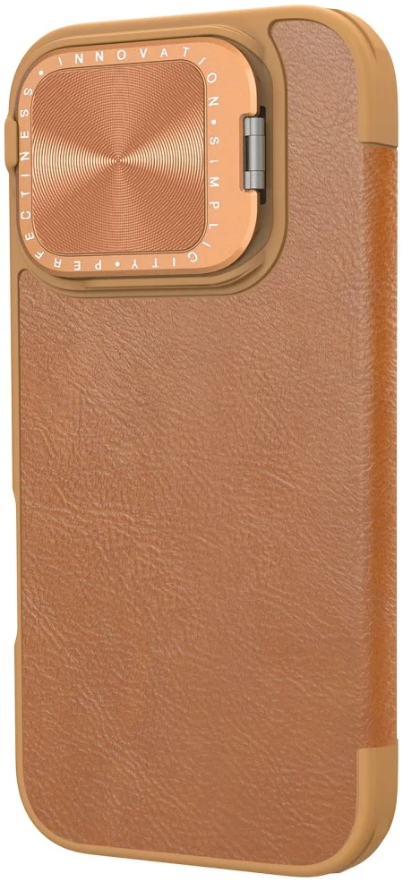 Nillkin Qin Prop Leather iPhone 16 Pro Max Hoesje Camera Cover Book Case Bruin afbeelding 10