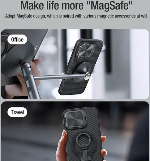 Nillkin CamShield Prop iPhone 16 Pro Max Hoesje MagSafe Back Cover Zwart afbeelding 4