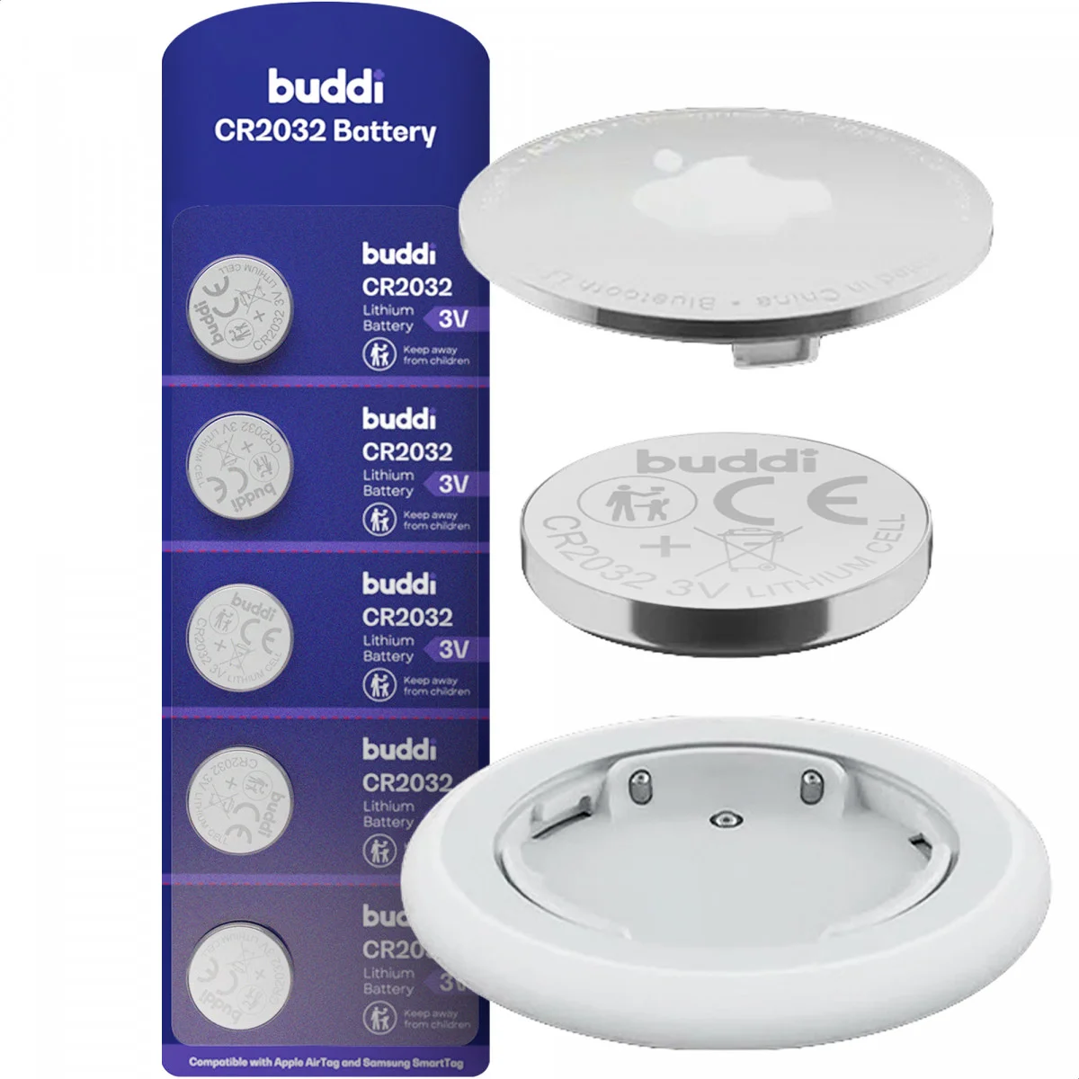 Buddi Apple AirTag Batterij CR2032 Lithium Knoopcelbatterij 210mh / 3V (5-Pack) afbeelding 13
