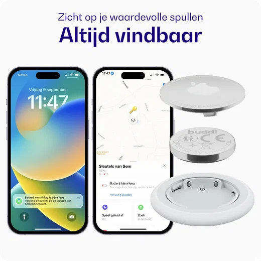 Buddi Apple AirTag Batterij CR2032 Lithium Knoopcelbatterij 210mh / 3V (5-Pack) afbeelding 2