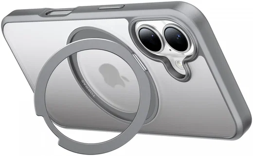 TORRAS Ostand Pro MagSafe Apple iPhone 16 Hoesje 360° MagSafe Stand Grijs afbeelding 3