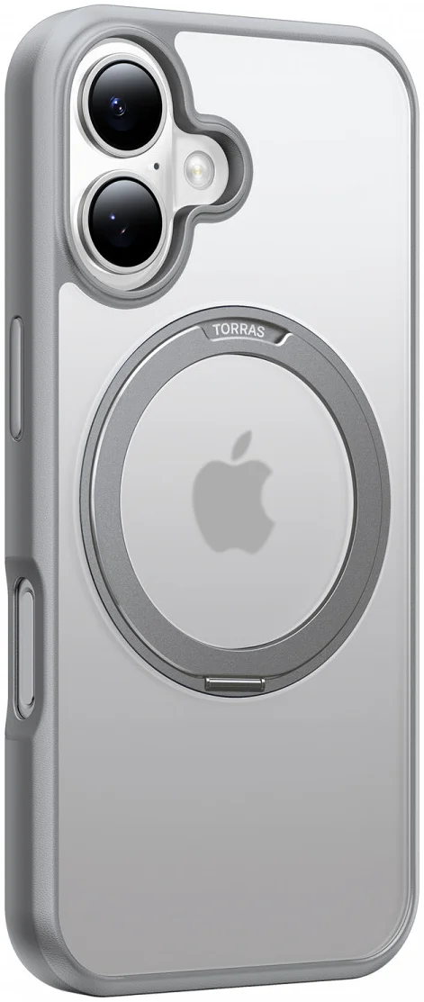 TORRAS Ostand Pro MagSafe Apple iPhone 16 Hoesje 360° MagSafe Stand Grijs afbeelding 6