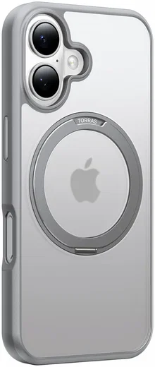 TORRAS Ostand Pro MagSafe Apple iPhone 16 Hoesje 360° MagSafe Stand Grijs afbeelding 6