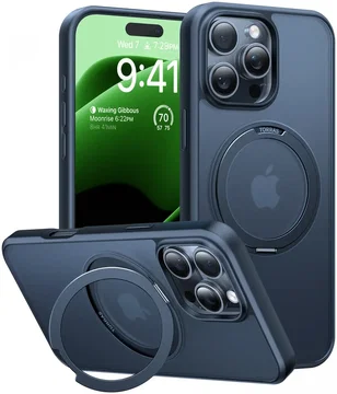 TORRAS Ostand Pro MagSafe Apple iPhone 16 Pro Hoesje 360° MagSafe Stand Zwart