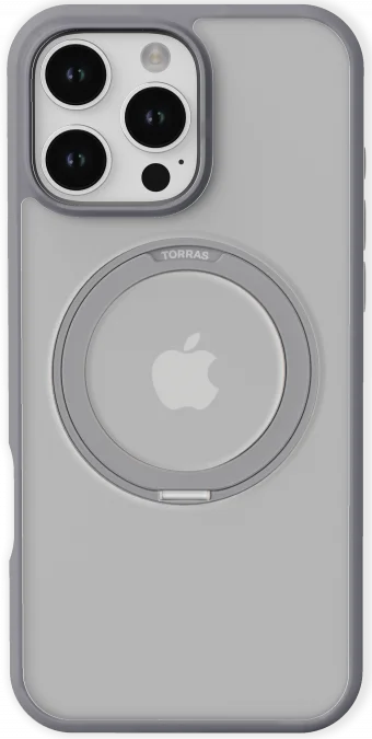 TORRAS Ostand Pro MagSafe Apple iPhone 16 Pro Hoesje 360° MagSafe Stand Grijs afbeelding 3