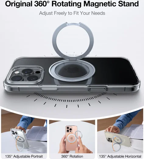 TORRAS Ostand Pro MagSafe iPhone 16 Pro Max Hoesje 360° MagSafe Stand Clear afbeelding 7