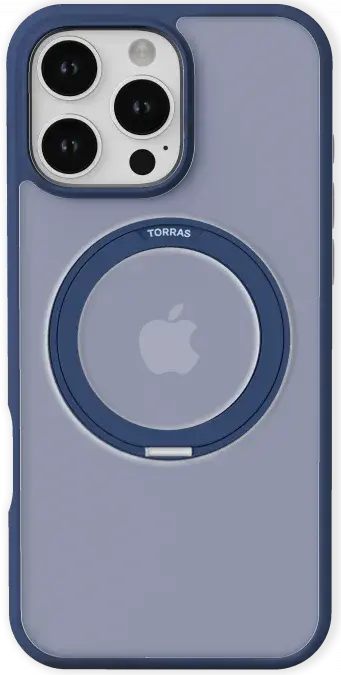 TORRAS Ostand Pro MagSafe iPhone 16 Pro Max Hoesje 360° MagSafe Stand Blauw afbeelding 6