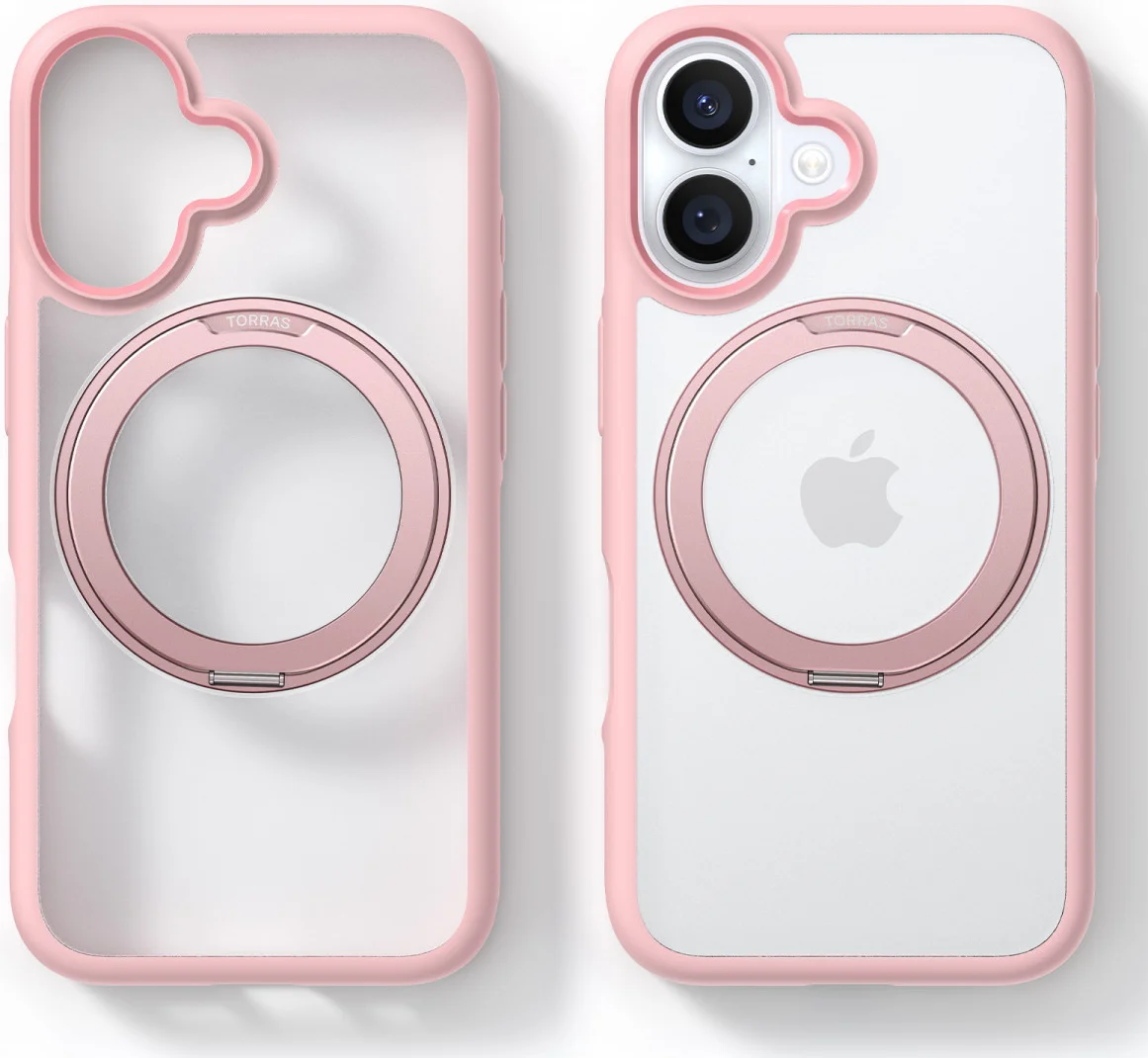 TORRAS Ostand R Fusion Apple iPhone 16 Hoesje 360° MagSafe Stand Roze afbeelding 5