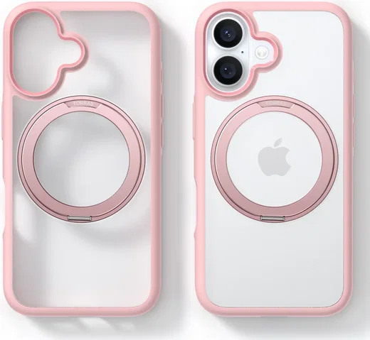 TORRAS Ostand R Fusion Apple iPhone 16 Hoesje 360° MagSafe Stand Roze afbeelding 5