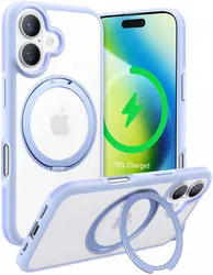 TORRAS Ostand R Fusion Apple iPhone 16 Hoesje 360° MagSafe Stand Blauw afbeelding