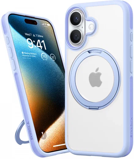 TORRAS Ostand R Fusion Apple iPhone 16 Hoesje 360° MagSafe Stand Blauw afbeelding 2